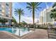 Inviting community pool area with palm trees and lounge chairs for relaxation at 700 S Harbour Island Blvd # 740, Tampa, FL 33602