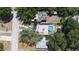 Overhead shot of a property with a round pool, large trees, and a well-maintained yard at 7428 36Th N Ave, St Petersburg, FL 33710