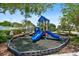 A playground with blue slides surrounded by lush greenery in a well-maintained community at 12443 Country White Cir, Tampa, FL 33635
