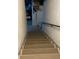 Stairway leading to the basement; features neutral carpeting on each step and a handrail on the right at 12478 Capri Circle N # 2, Treasure Island, FL 33706