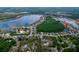 Aerial view of the neighborhood, highlighting the community park and nearby lakes at 16113 Rambling Rd, Odessa, FL 33556