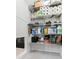 Pantry with wire shelving filled with household goods and cleaning supplies at 16633 Goose Ribbon Pl, Wimauma, FL 33598