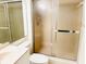 Bathroom includes a shower with glass doors, a toilet, and a single sink vanity at 2024 Blue Hawk Ct # 1822, Clearwater, FL 33762