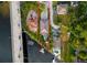 Aerial view of a waterfront home with a private dock and stunning views of the water at 3924 N Ridge Ave, Tampa, FL 33603