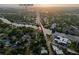 Property aerial view with location marks near Raymond James Stadium, showcasing lush greenery and waterfront access at 3924 N Ridge Ave, Tampa, FL 33603