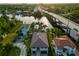 Aerial view of waterfront homes, the waterway, bridge and lush landscaping on a sunny day at 3924 N Ridge Ave, Tampa, FL 33603