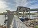 Private boat dock with cover offering waterfront views at 3924 N Ridge Ave, Tampa, FL 33603