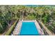 Aerial view of a sparkling community pool with ample lounge seating surrounded by lush greenery at 4624 Willet Cooper Ct, Tampa, FL 33619