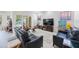 Spacious living room featuring comfortable seating, light-colored floors, and sliding glass doors to the exterior at 4815 Queen Palm Ne Ter, St Petersburg, FL 33703