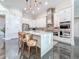 This modern kitchen offers sleek white cabinetry, stainless steel appliances, and a center island with bar stool seating at 5603 Tybee Island Dr, Apollo Beach, FL 33572
