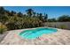 Backyard featuring an in-ground pool, paved patio, privacy fence, and lush landscaping at 5928 81St N Ave, Pinellas Park, FL 33781