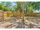 Large backyard featuring a wood fence and mature trees at 6204 Nebraska Ave, New Port Richey, FL 34653