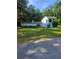 Charming home featuring stone accents, stucco exterior, and lush landscaping, set against a backdrop of mature trees at 9481 Patrick St, Brooksville, FL 34601