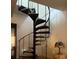 Spiral staircase with carpeted steps and black metal railing at 9481 Patrick St, Brooksville, FL 34601