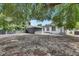 Backyard view with detached structure, mature trees, gravel landscaping, and partial fencing at 1208 E 18Th Ave, Tampa, FL 33605