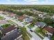 A beautiful aerial view of a quiet residential neighborhood surrounded by lush greenery and clear blue skies at 12531 Blazing Star Dr, Tampa, FL 33626