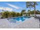 Backyard pool with a patio surround and tropical landscaping at 1542 Bayshore Blvd, Dunedin, FL 34698