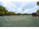 A picturesque tennis court surrounded by lush greenery, ideal for recreational play at 19486 Sheltered Hill Dr, Brooksville, FL 34601