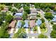 Aerial view of a neighborhood showcasing the property's location and surrounding homes at 2486 Hickman Cir, Clearwater, FL 33761