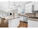 Open kitchen with a large island, stainless steel appliances, and views of the living room at 307 S Gomez Ave # 1, Tampa, FL 33609