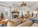 A bright living room featuring a fireplace, coffered ceilings, and stylish decor at 356 22Nd Ne Ave, St Petersburg, FL 33704