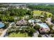 Aerial view of community amenities, including pool, clubhouse, and recreational areas at 4105 Waterville Ave, Wesley Chapel, FL 33543