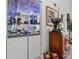 Wet bar area with ample storage space, granite counter, and display shelving at 5537 Sea Forest Dr # 304, New Port Richey, FL 34652
