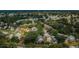 Aerial view of a neighborhood featuring lush greenery and a variety of single-Gathering homes at 678 Greenglen Ln, Palm Harbor, FL 34684