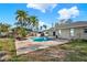 Lush backyard featuring a sparkling pool, bordered by well-maintained landscaping and swaying palms at 680 Capri Blvd, Treasure Island, FL 33706