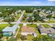 A serene aerial shot of a quiet residential street with neatly kept homes, yards, and a backdrop of mature trees at 1284 Aladdin Rd, Spring Hill, FL 34609