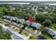 Aerial view of the home with a red marker indicating location at 1353 Camelot Ct, Palm Harbor, FL 34684