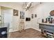 Neutral room used for hobbies showcases a functional artist space with storage and natural light at 1939 Heartland Cir, Valrico, FL 33594