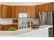Well-equipped kitchen features stainless steel appliances, ample counter space, and classic wood cabinetry at 2019 Rutherford Dr, Dover, FL 33527