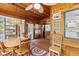 Charming sunroom featuring wood paneled walls and ceiling, casual dining, and access to the kitchen at 3025 50Th St S S St, Gulfport, FL 33707