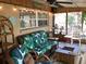 Relaxing screened porch featuring stylish wicker furniture and a cozy fire pit table at 31258 Park Ridge Dr, Brooksville, FL 34602