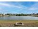 Enjoy a peaceful lake view with a custom fire pit, perfect for relaxing and entertaining outdoors at 416 Durham Shore Ct, Apollo Beach, FL 33572