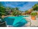 Resort-style pool area surrounded by lush landscaping, lounge chairs, and a serene waterfall feature at 4207 S Dale Mabry Hwy # 12206, Tampa, FL 33611