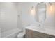Elegant bathroom features a modern vanity with drawers and a stylish mirror at 4300 Bayshore Ne Blvd, St Petersburg, FL 33703