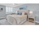 Serene main bedroom with plush bedding, light walls, and plantation shutters at 9495 Blind Pass Rd # 907, St Pete Beach, FL 33706