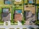 Aerial view of residences with private pools and well manicured lawns in a desirable neighborhood at 11804 Harpswell Dr, Riverview, FL 33579