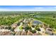 Aerial view of a community with mature landscaping, ponds, and well-maintained homes and lawns at 18816 Narimore Dr, Land O Lakes, FL 34638
