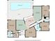 Detailed floorplan showcasing the layout of the home, including the bedrooms, bathrooms, living spaces and swimming pool at 2142 Ibis, Clearwater, FL 33764