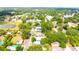 An aerial view of a residential neighborhood with mature trees and a nearby pond in a verdant setting at 3306 E Chelsea St, Tampa, FL 33610