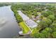 Aerial view of lakeside condos and a gazebo by the water at 4141 Dolphin Dr # 4141, Tampa, FL 33617