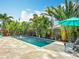 Beautiful pool area complemented by patio and tropical foliage at 4231 8Th N St, St Petersburg, FL 33703