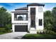Modern two-story home showcasing clean lines, a balcony, black framed windows, and a well-manicured lawn at 519 W Davis Blvd, Tampa, FL 33606