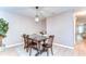 Elegant dining room with modern lighting and a view of the living area at 10928 Brickside Ct, Riverview, FL 33579