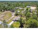 Aerial view of the property showcasing its serene setting amidst lush greenery and surrounding homes at 11165 Little Gull Rd, Weeki Wachee, FL 34614