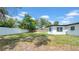 Backyard featuring a white fence and a cozy fire pit area for outdoor enjoyment at 1416 Murray Ave, Clearwater, FL 33755