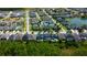 An aerial view of a well-planned community with beautiful homes and lush greenery with a few homes featuring pools at 14975 Renaissance Ave, Odessa, FL 33556